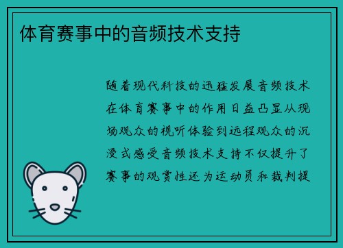 体育赛事中的音频技术支持